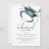 Aquarell Blue Crab Meeresfrüchte Probe Abendessen Einladung (Vorderseite)
