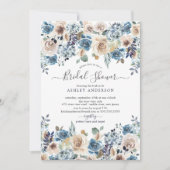 Aquarell Blue & Creme Floral Brautparty Einladung (Vorderseite)