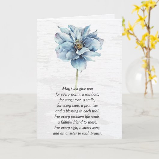 Aquarell Blue Dahlia Blume Denken Sie an Sie Karte (Gelbe Blume)