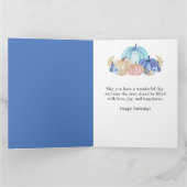 Aquarell Blue Floral Pumpkins Truck Geburtstag Karte (Innenseite)