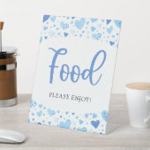 Aquarell Blue Hearts Valentine Baby Dusche Nahrung Sockelschild (In SItu)
