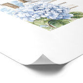 Aquarell Blue Hydrangea Seaside Dock Coastal Poster (Ecke)