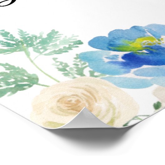 Aquarell Blue Hydrangeas Bridal Luncheon Willkomme Poster (Ecke)