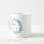 Aquarell Blue Hydrangeas Mutter der Tasse Bride (Vorderseite Links)