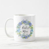 Aquarell Blue Hydrangeas Mutter der Tasse Bride (Links)