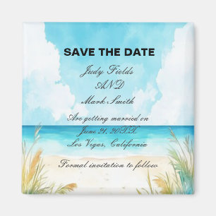 Aquarell Blue Ocean Beach Save the Date Magnet