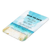 Aquarell Blue Ocean Beach Save the Date Magnet (Linke Seite)