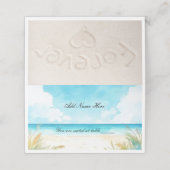 Aquarell Blue Ocean Beach Table Platzkarte (Außenseite Aufgefaltet)