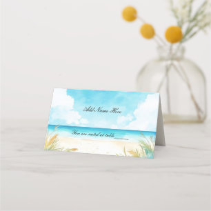 Aquarell Blue Ocean Beach Table Platzkarte