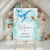 Aquarell Blue Ocean Sea Baby Dusche Willkommen Poster