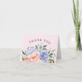 Aquarell Blue Pink Hydrangea Floral Vielen Dank Dankeskarte (Vorderseite)