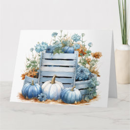 Aquarell Blue Pumpkins & Blume Karte