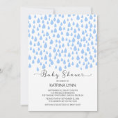 Aquarell Blue Raindrops Boys Baby Shower Einladung (Vorderseite)