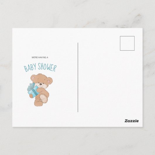Aquarell Blue Simple Teddy Bear Baby Dusche Postkarte (Rückseite)