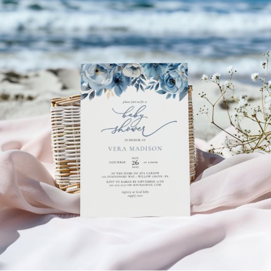 Aquarell Blue Winter Baby Dusche Einladung