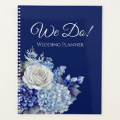 Aquarell BlueFlower Bouquet- Hochzeitsplaner Planer (Vorderseite)