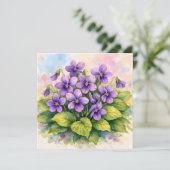 Aquarell blühende lila Veilchen Karte (Stehend Vorderseite)