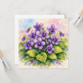 Aquarell blühende lila Veilchen Karte (Vorderseite/Rückseite Beispiel)
