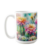 Aquarell blühende Sukkulenten Kakteen personalisie
