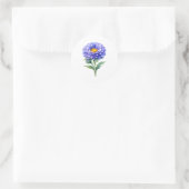 Aquarell blühende violette Aster-Blume  Runder Aufkleber (Tasche)
