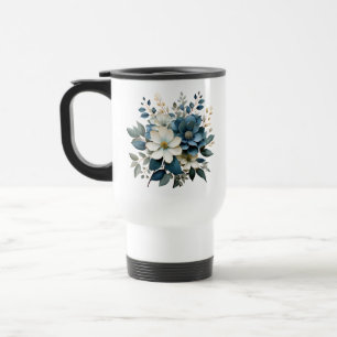 Aquarell blühende weiße Blumen-88542 Reisebecher
