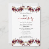 Aquarell-Blume 50. Hochzeitstag Einladung (Vorderseite)