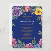 Aquarell Blume 50 Jahre Hochzeit Einladung (Vorderseite)