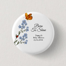 Aquarell Blume Babydusche Button