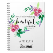 Aquarell-Blume-Bibel mit personalisiertem Chic Notizblock (Vorderseite)