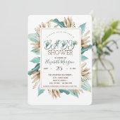 Aquarell-Blume Blätter Kinderdusche Einladung (Stehend Vorderseite)