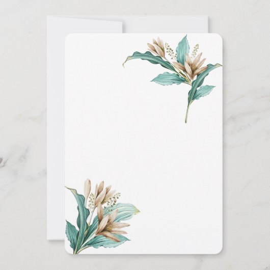 Aquarell-Blume Blätter Kinderdusche Einladung (Rückseite)