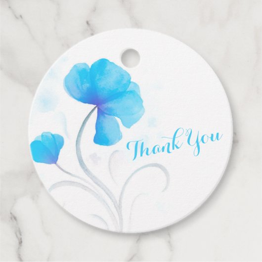 Aquarell Blume Blue Hochzeit Vielen Dank Geschenkanhänger (Vorderseite)