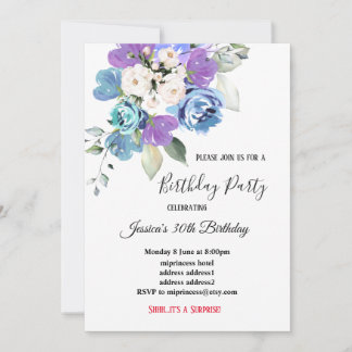 Aquarell-Blume, Blumengeburtstag Einladung