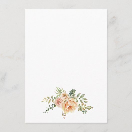 Aquarell-Blume Brautparty-Bingokarte Begleitkarte (Rückseite)