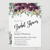 Aquarell-Blume Brautparty Typografie Einladung (Vorne/Hinten)