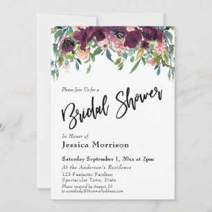 Aquarell-Blume Brautparty Typografie Einladung