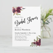 Aquarell-Blume Brautparty Typografie Einladung (Stehend Vorderseite)