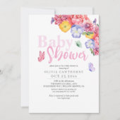 Aquarell Blume Butterfly Baby Girl Dusche Einladung (Vorderseite)