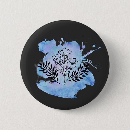 Aquarell-Blume Button (Vorderseite)