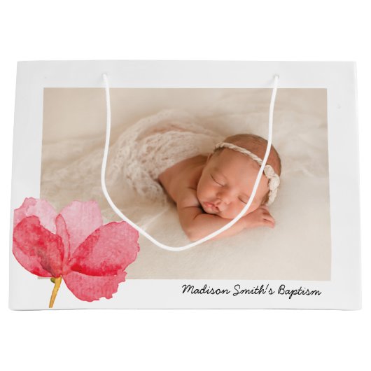 Aquarell-Blume Christening Taufe Große Geschenktüte (Vorderseite)