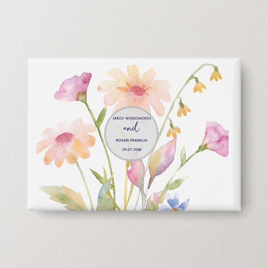 Aquarell-Blume editierbar Button (Vorderseite)