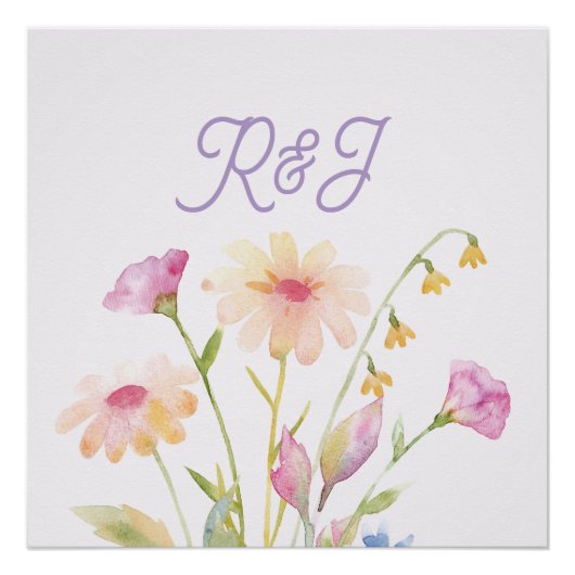 Aquarell-Blume editierbar Poster (Vorderseite)