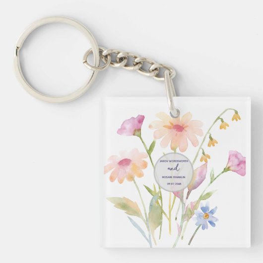 Aquarell-Blume editierbar Schlüsselanhänger (Vorderseite)