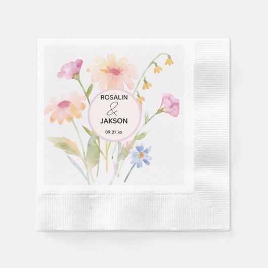 Aquarell-Blume editierbar Serviette (Vorderseite)