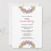 Aquarell Blume einzigartig 50-jährige Hochzeit Einladung (Vorderseite)