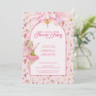 Aquarell Blume Fee Babydusche Einladung