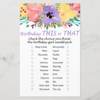 Aquarell-Blume Geburtstag dieses oder jenes Spiel