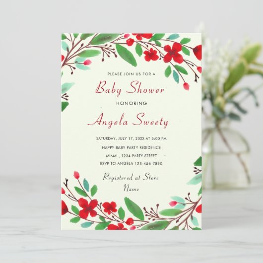 Aquarell Blume Kinderdusche Einladung (Stehend Vorderseite)