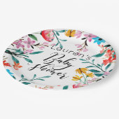 Aquarell Blume Kinderdusche Pappteller (Schrägansicht)