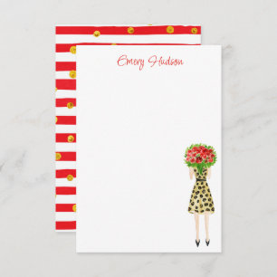 Aquarell-Blume-Mode-Girl Dankeskarte